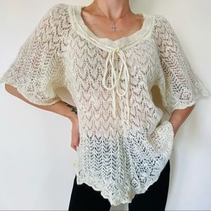 Free People Ivory Lambswool Mohair Blend Knit Sweater